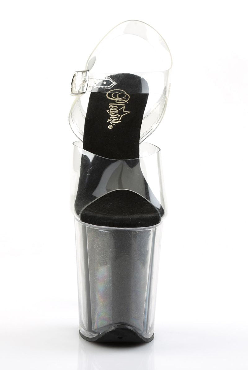 Pleaser USA Flamingo-808G Glitter Filled 8inch Pleasers - Black-Pleaser USA-Pole Junkie