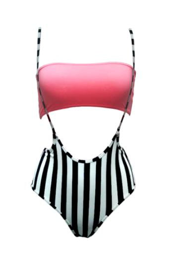 Hamade Activewear High Waisted Sling Bottoms - Black and White Striped-Hamade Activewear-Pole Junkie