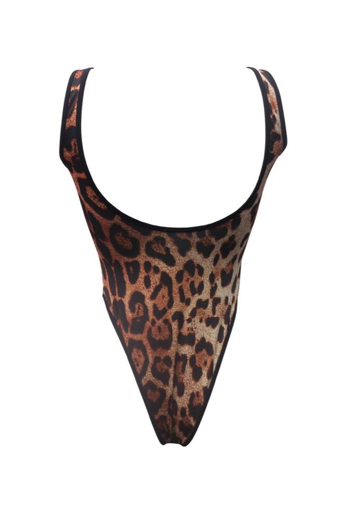 Hamade Activewear Classic High-cut Bodysuit - Leopard-Hamade Activewear-Pole Junkie