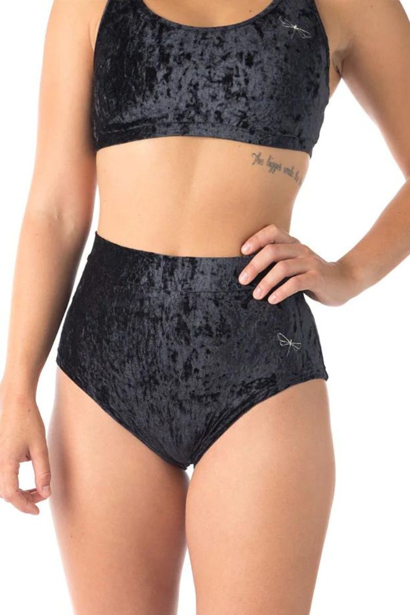 Dragonfly Lola High-Waisted Shorts - Velvet Black-Dragonfly-Pole Junkie