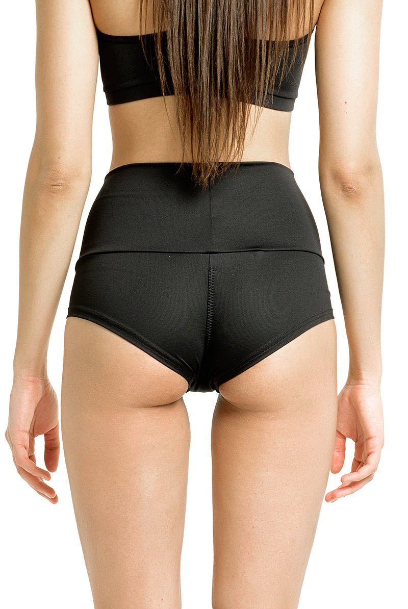 Poledancerka High-Low Brazil Shorts - Black-Poledancerka-Pole Junkie