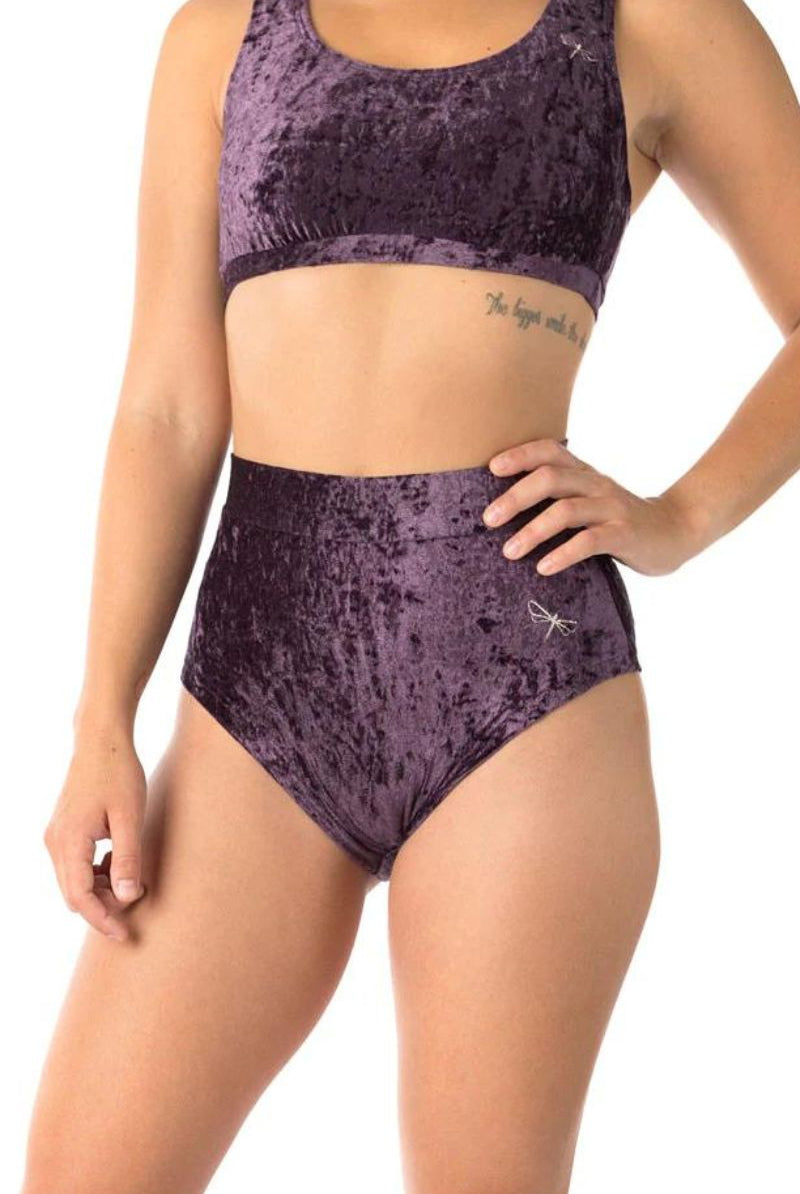 Dragonfly Lola High-Waisted Shorts - Velvet Purple-Dragonfly-Pole Junkie