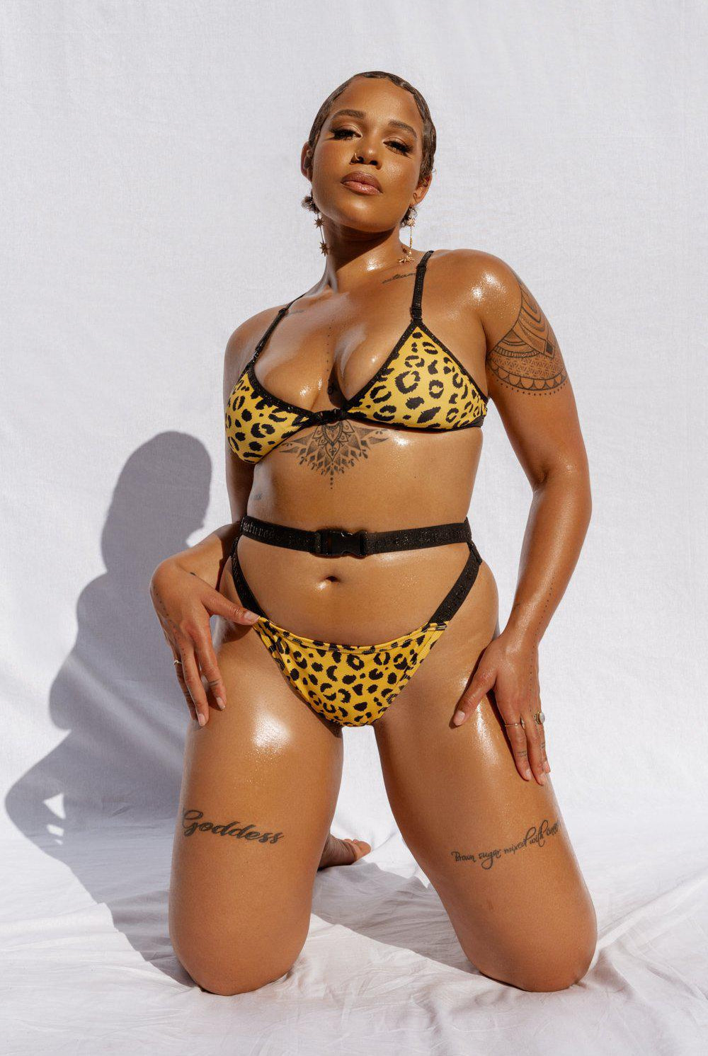 Creatures of XIX Buckle Up Bottoms - Yellow Leopard-Creatures of XIX-Pole Junkie