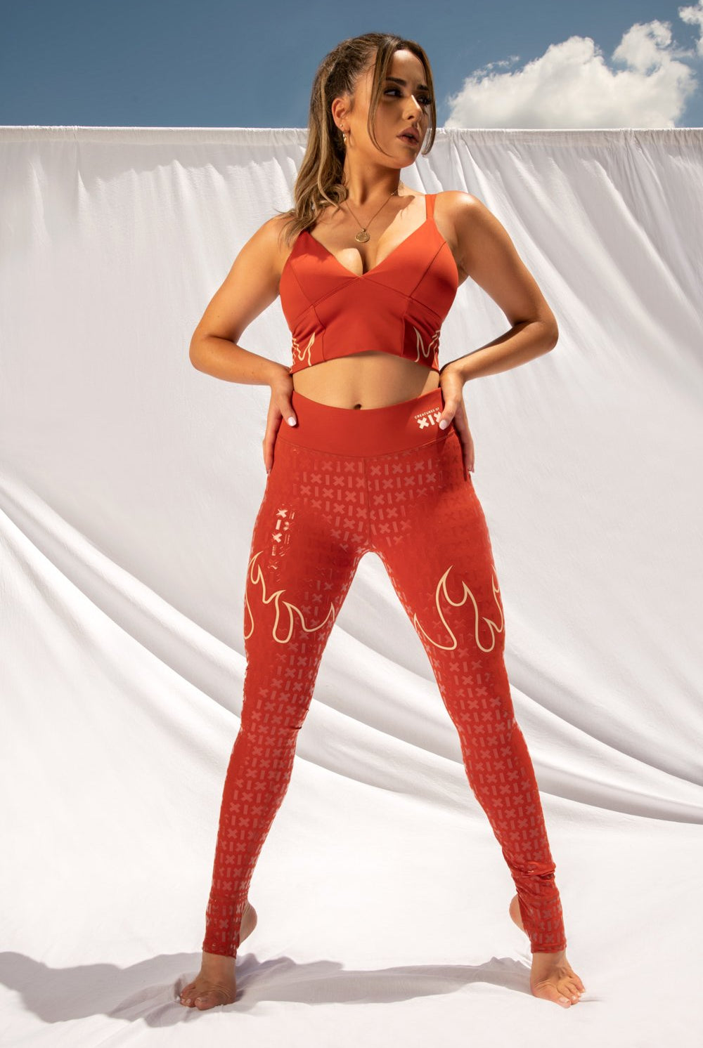Creatures of XIX Fya Gecko Grip Leggings - Red-Creatures of XIX-Pole Junkie
