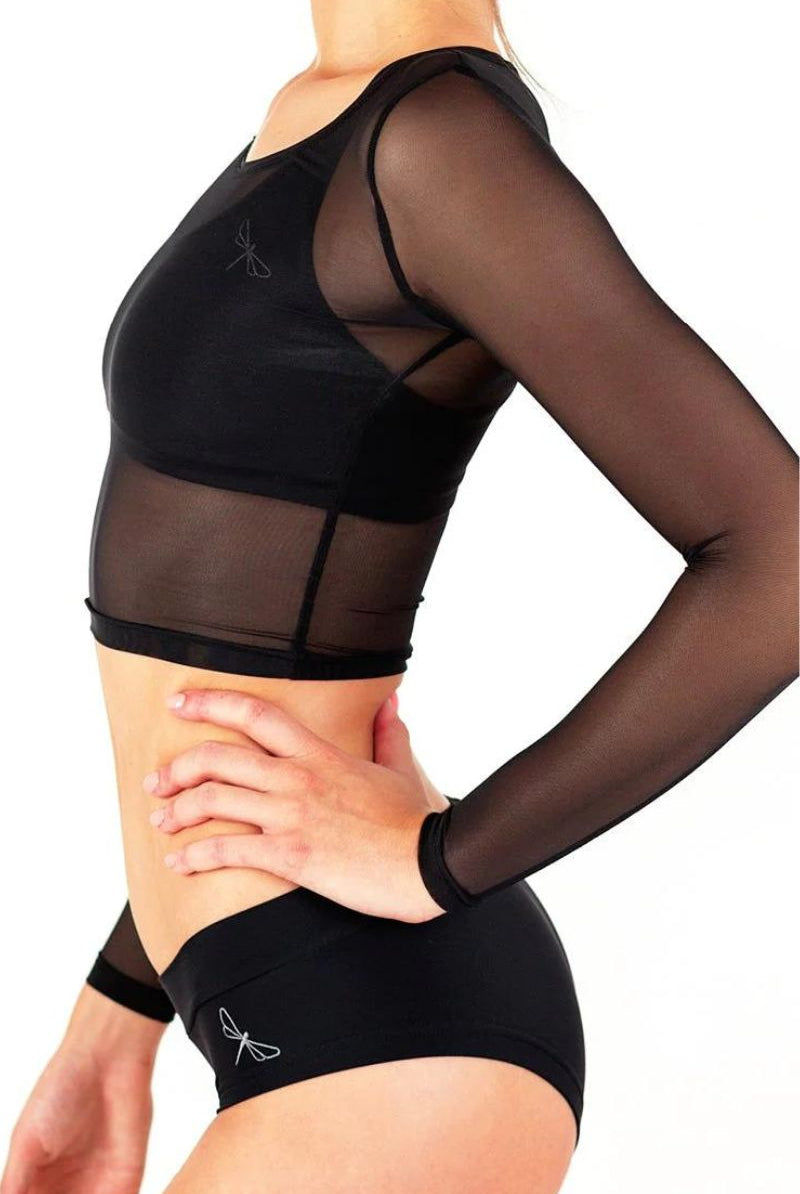 Dragonfly Pavi Crop Top - Black Mesh-Dragonfly-Pole Junkie