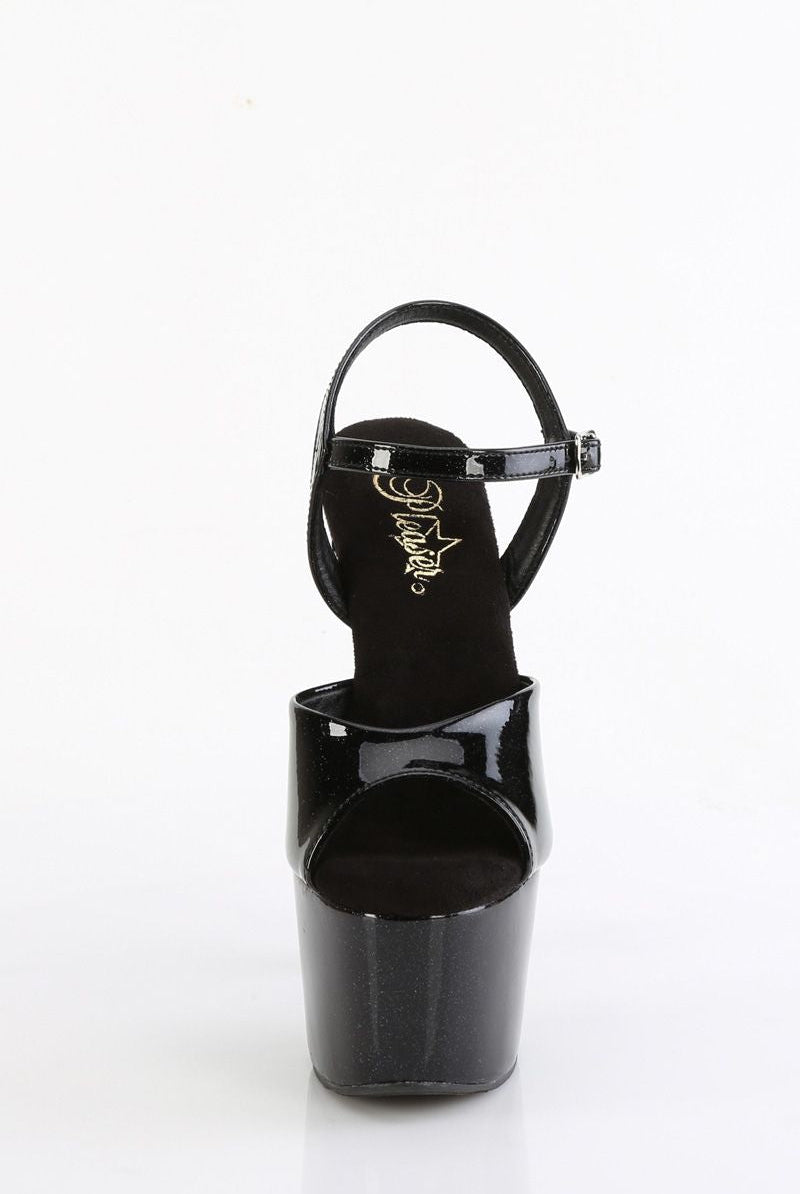 Pleaser USA Adore-709GP 7inch Pleasers - Black Glitter-Pleaser USA-Pole Junkie