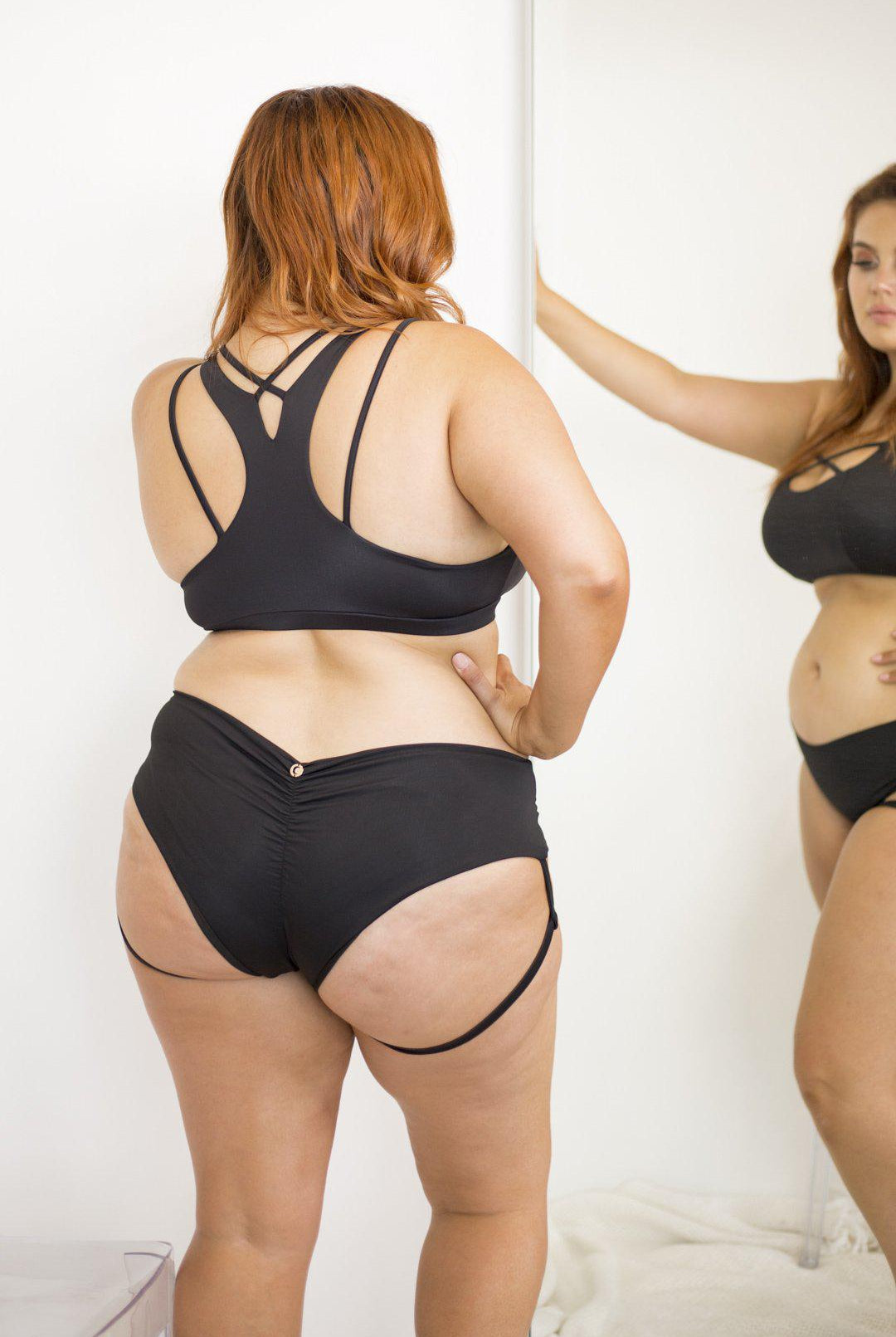 Lunalae Lure You Low-Rise Garter Shorts - Black-Lunalae-Pole Junkie