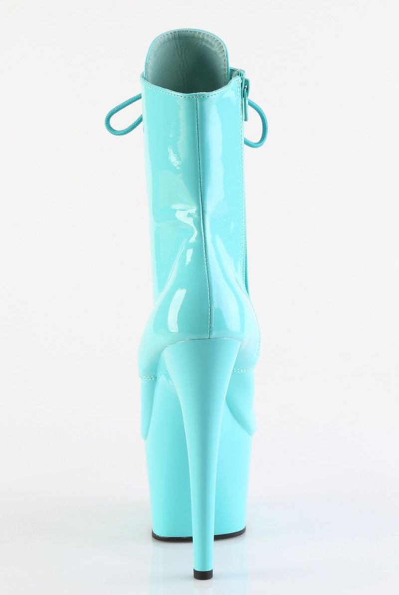 Pleaser USA Adore-1020 7inch Pleaser Boots - Patent Aqua-Pleaser USA-Pole Junkie
