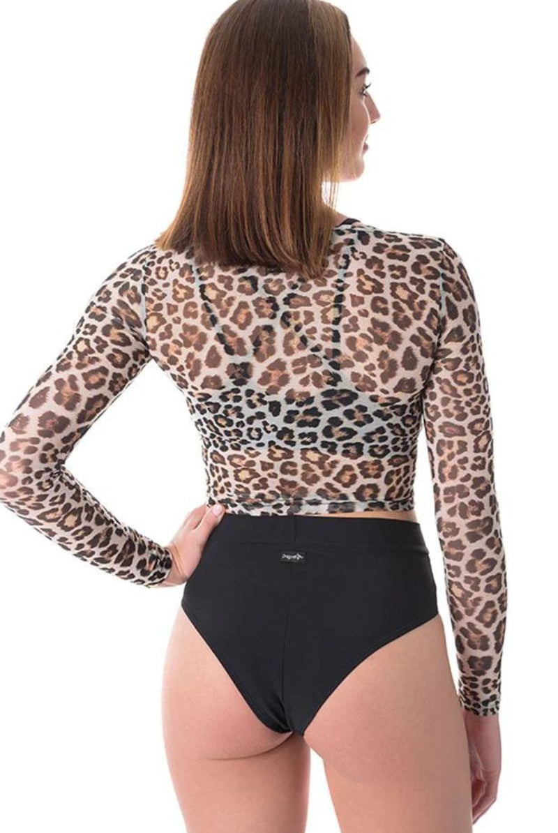Dragonfly Pavi Crop Top - Leopard Mesh-Dragonfly-Pole Junkie