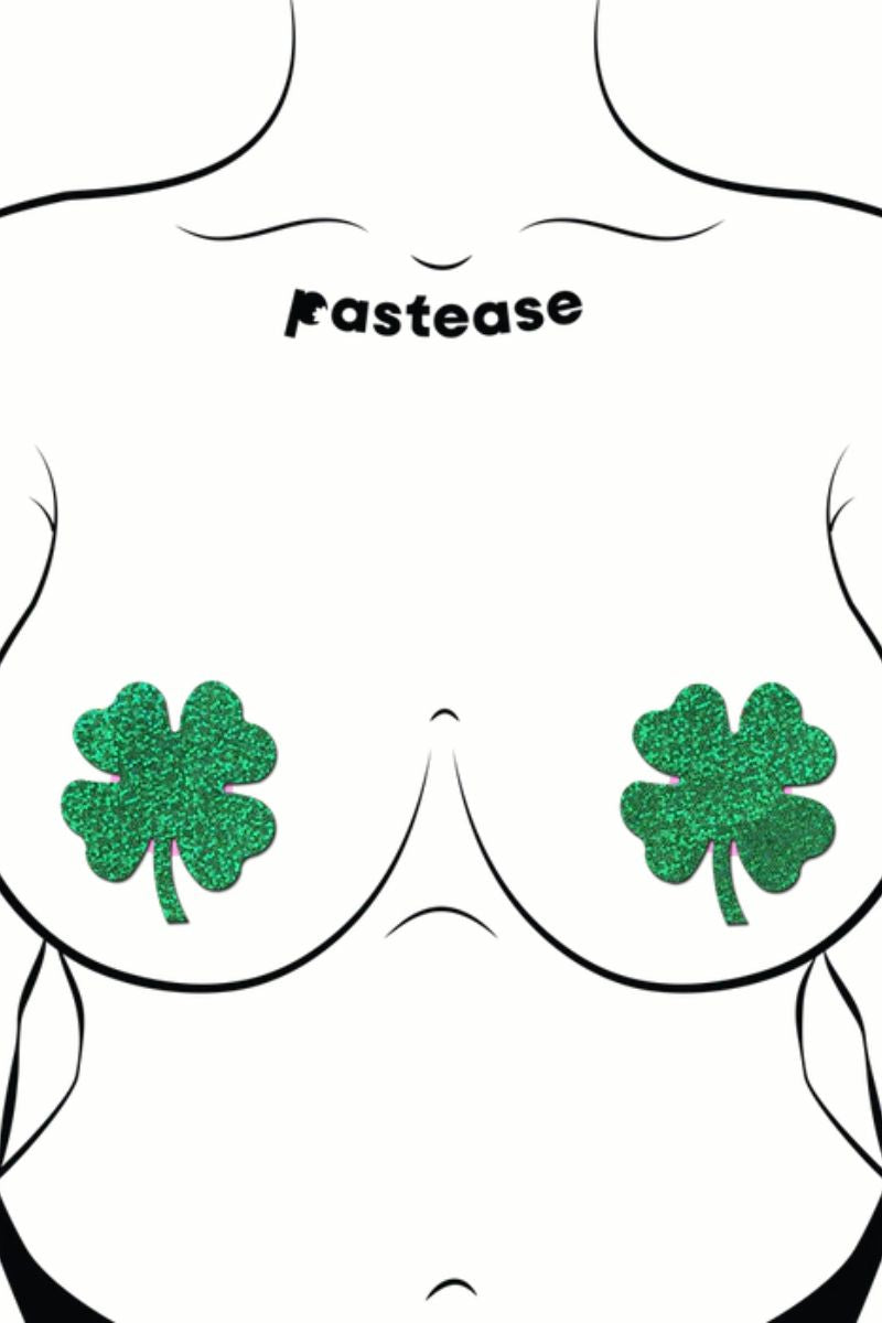 Pastease Shamrock Nipple Pasties - Green Glitter