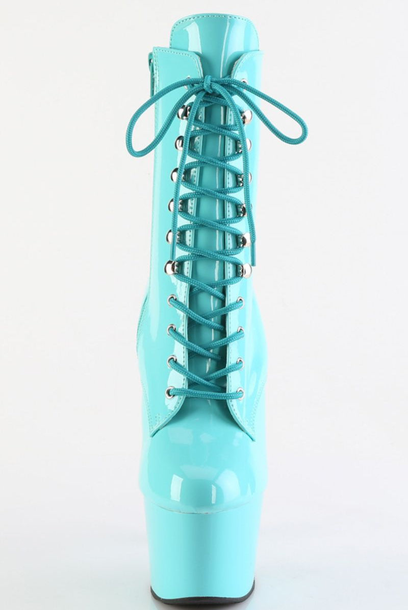 Pleaser USA Adore-1020 7inch Pleaser Boots - Patent Aqua-Pleaser USA-Pole Junkie