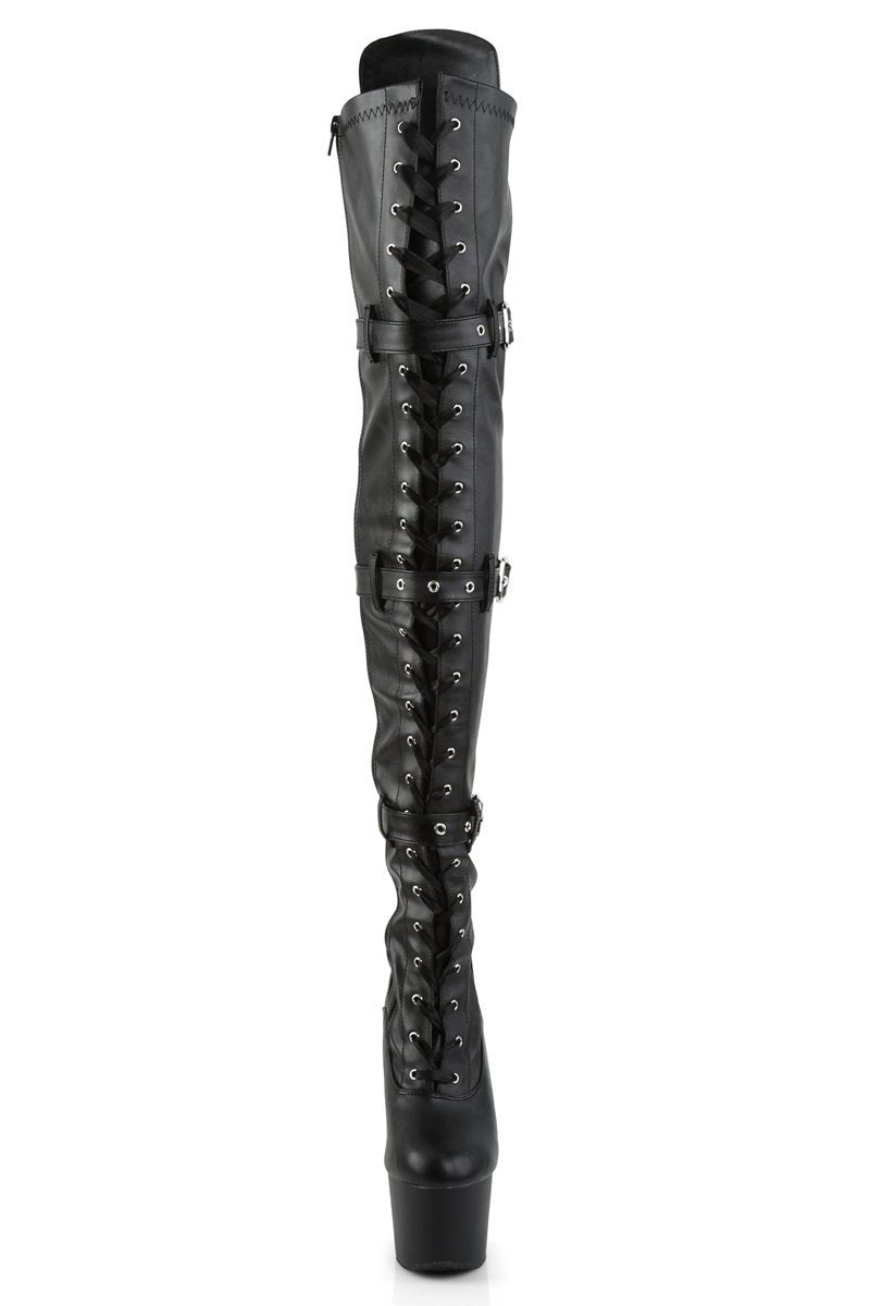 Pleaser USA Adore-3028 7inch Thigh High Pleaser Boots - Matte Black-Pleaser USA-Pole Junkie