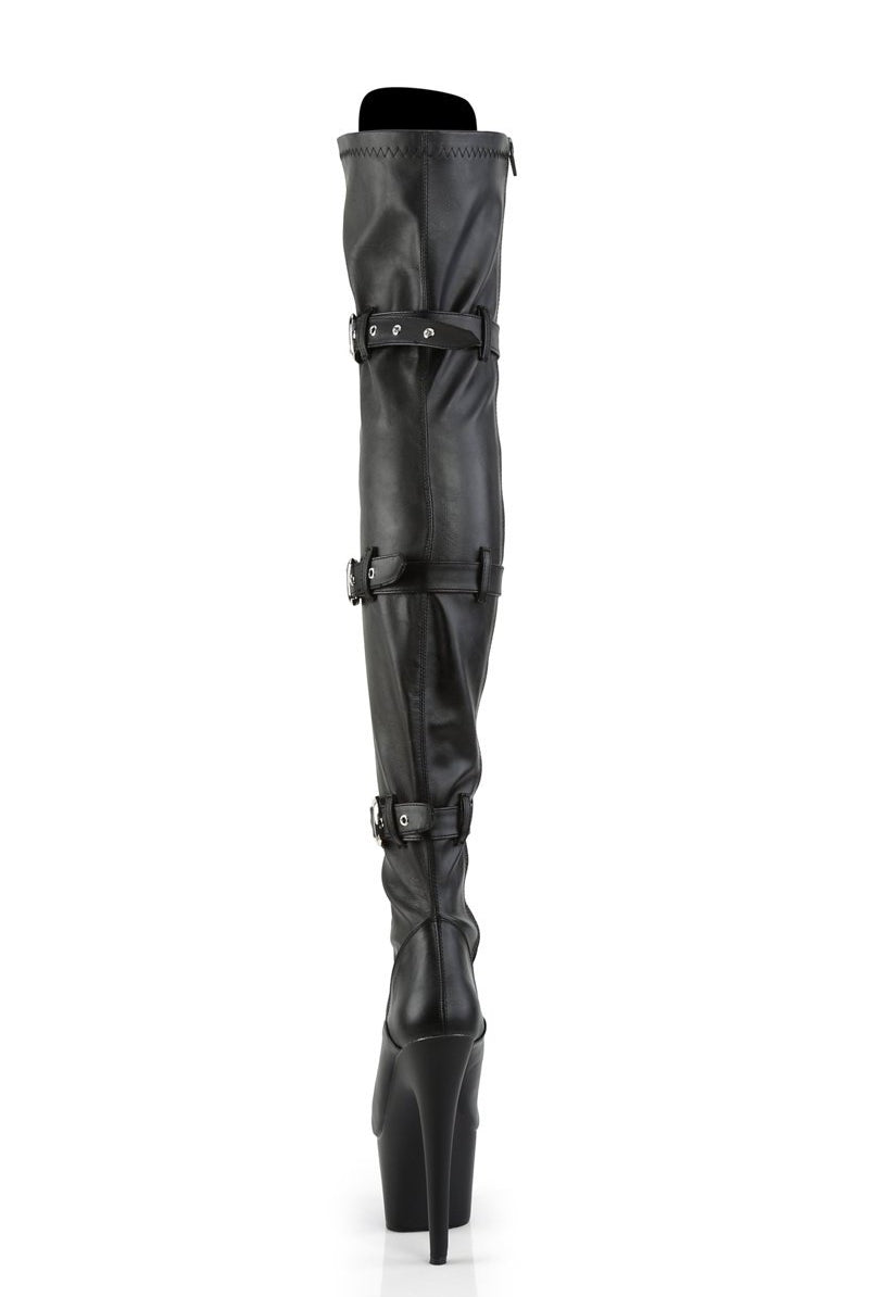 Pleaser USA Adore-3028 7inch Thigh High Pleaser Boots - Matte Black-Pleaser USA-Pole Junkie