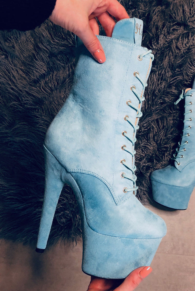 Hella Heels BabyDoll 7inch Boots - Baby Blue-Hella Heels-Pole Junkie