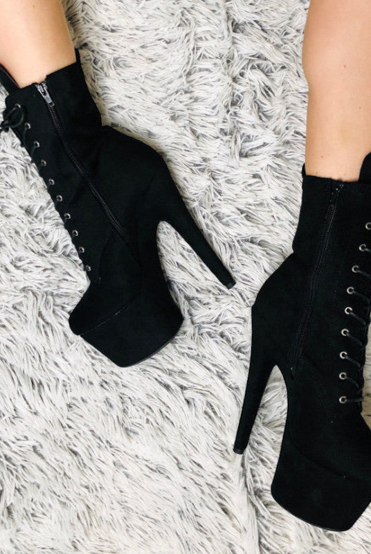 Hella Heels BabyDoll 7inch Boots - Black-Hella Heels-Pole Junkie