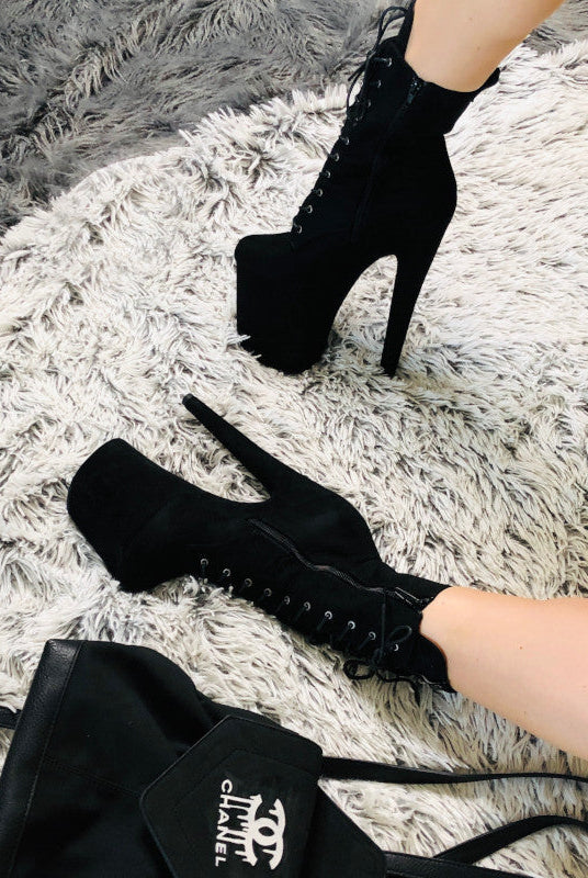 Hella Heels BabyDoll 8inch Boots - Black-Hella Heels-Pole Junkie