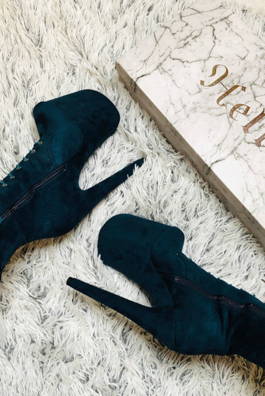 Hella Heels BabyDoll 8inch Boots - Teal-Hella Heels-Pole Junkie