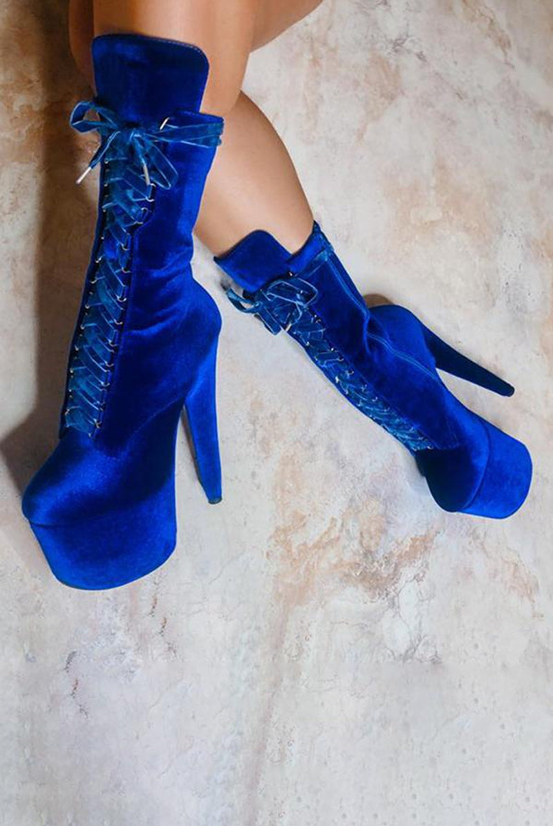 Hella Heels BabyDoll Velvet 7inch Boots - King Pin-Hella Heels-Pole Junkie