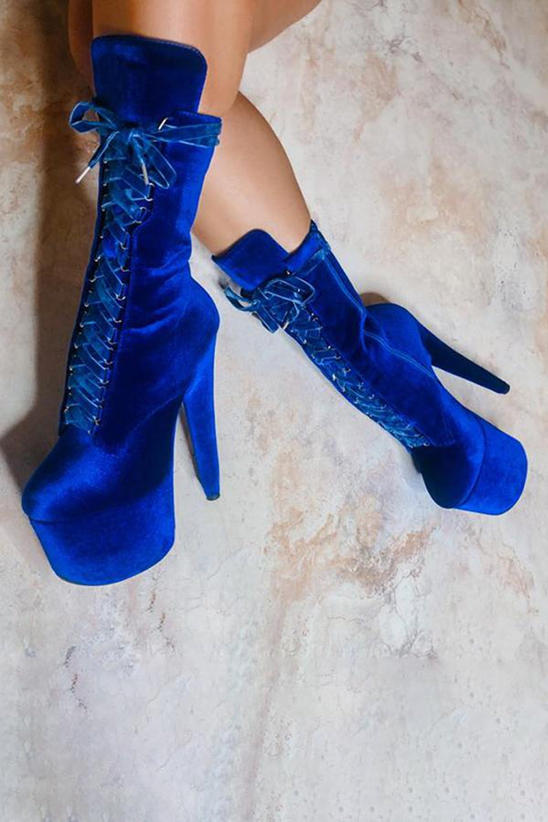 Hella Heels BabyDoll Velvet 7inch Boots - King Pin-Hella Heels-Pole Junkie