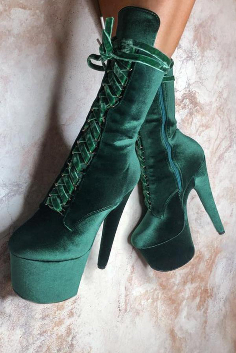 Hella Heels BabyDoll Velvet 7inch Boots - NY Gangster-Hella Heels-Pole Junkie