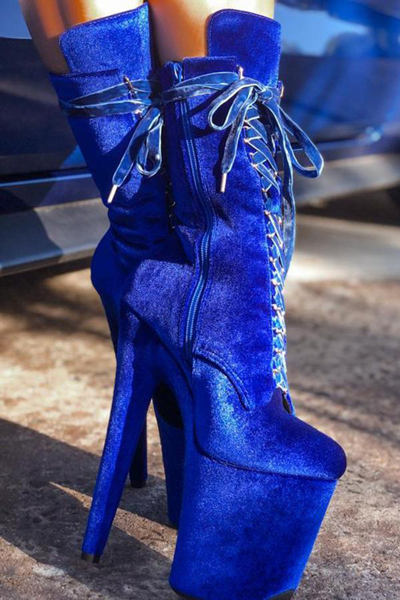 Hella Heels BabyDoll Velvet 8inch Boots - King Pin-Hella Heels-Pole Junkie