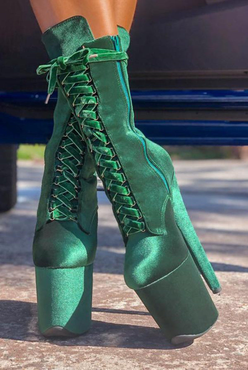 Hella Heels BabyDoll Velvet 8inch Boots - NY Gangster-Hella Heels-Pole Junkie