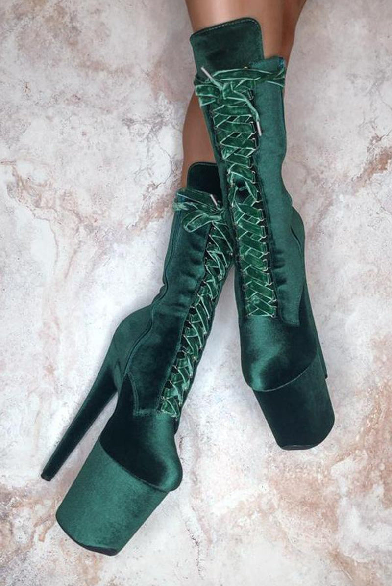 Hella Heels BabyDoll Velvet 8inch Boots - NY Gangster-Hella Heels-Pole Junkie