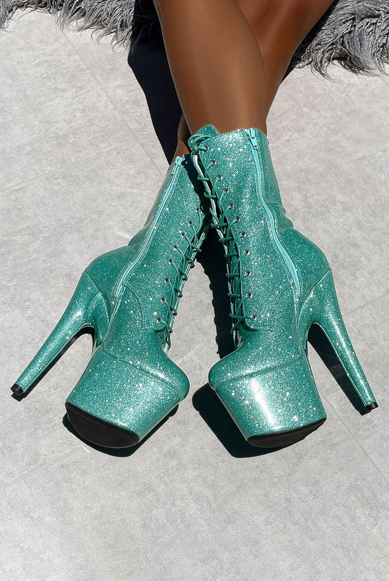 Hella Heels The Glitterati 7inch Boots - Baby Blues-Hella Heels-Pole Junkie