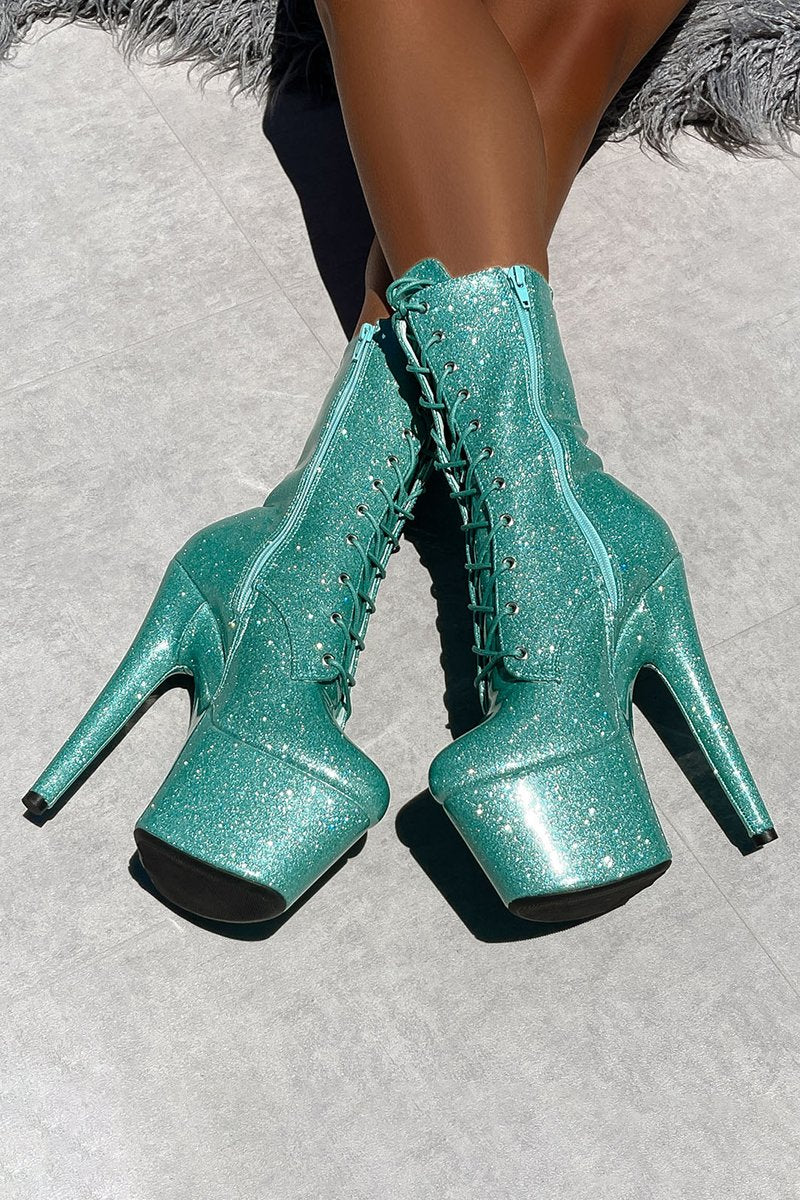 Hella Heels The Glitterati 7inch Boots - Baby Blues-Hella Heels-Pole Junkie