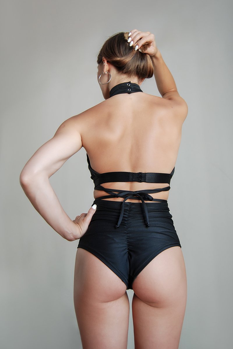Pole Addict Scrunch Butt Basic High Waist Shorts - Black-Pole Addict-Pole Junkie