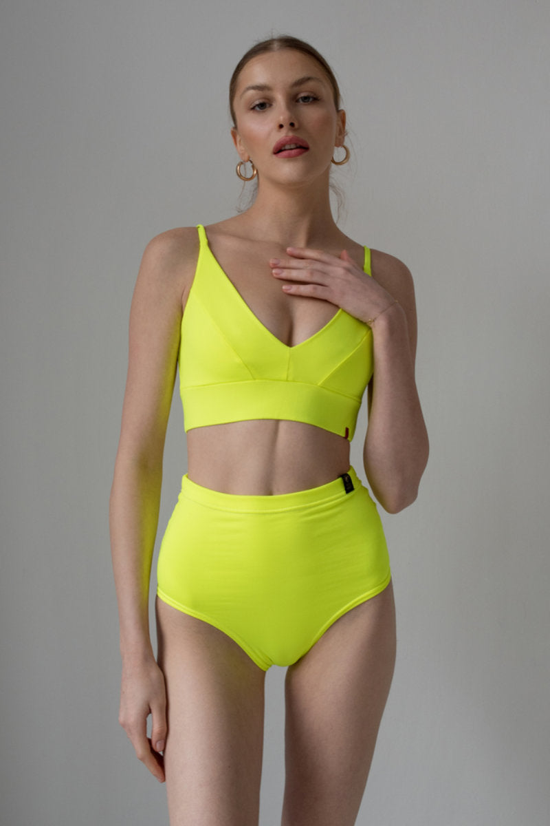 Pole Addict Scrunch Butt Basic High Waist Shorts - Neon Yellow-Pole Addict-Pole Junkie