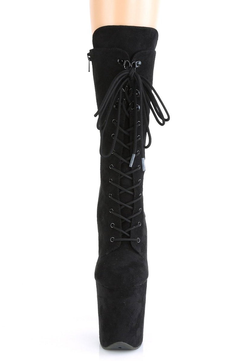 Pleaser USA Flamingo-1050FS Faux Suede 8inch Pleaser Boots - Black-Pleaser USA-Pole Junkie