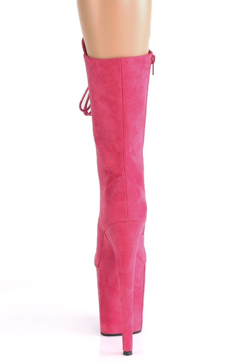Pleaser USA Flamingo-1050FS Faux Suede 8inch Pleaser Boots - Hot Pink-Pleaser USA-Pole Junkie