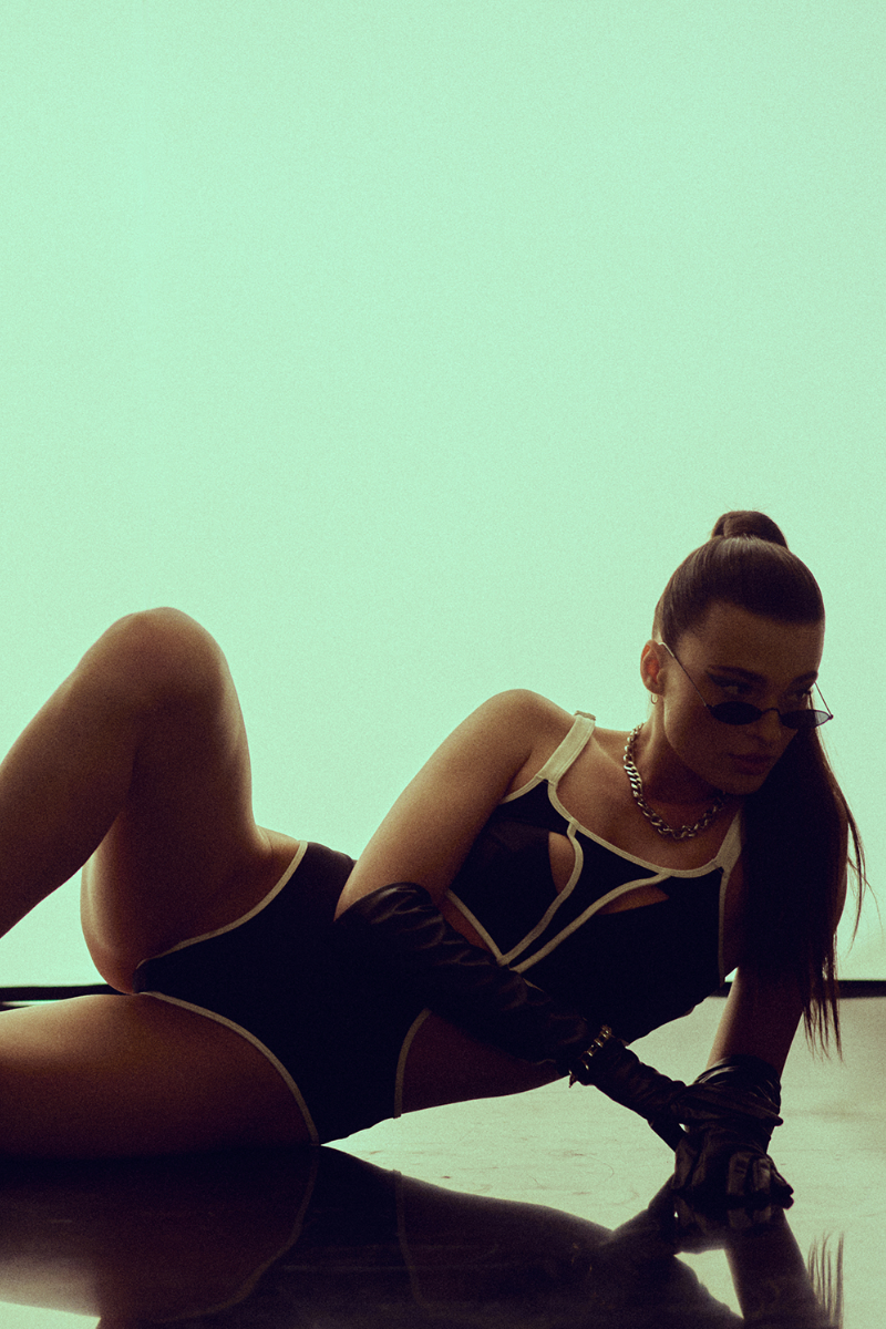 Hamade Activewear Scoop Neck - Black / White Binding-Hamade Activewear-Pole Junkie