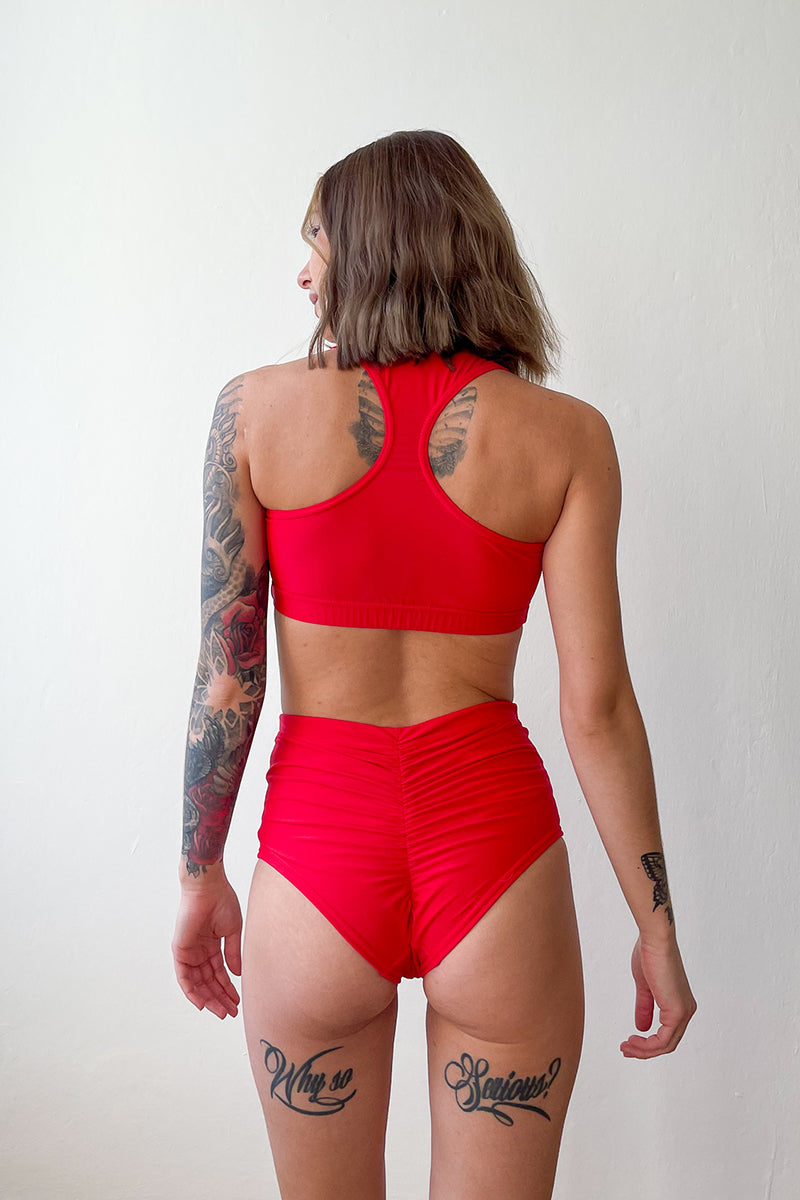 Pole Addict High Waisted Shorts - Red-Pole Addict-Pole Junkie