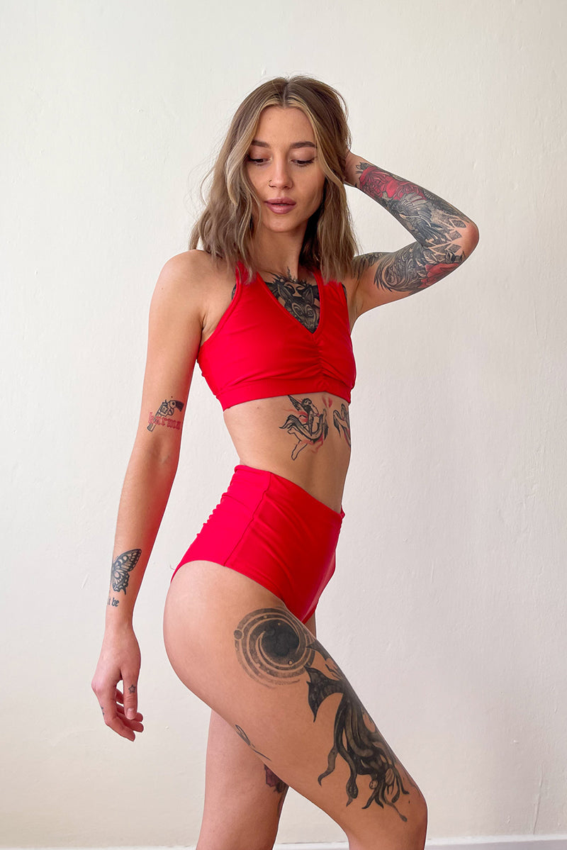 Pole Addict High Waisted Shorts - Red-Pole Addict-Pole Junkie