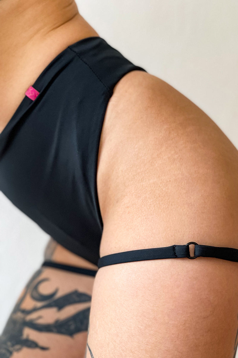 Pole Addict Bliss Garter Shorts - Black-Pole Addict-Pole Junkie