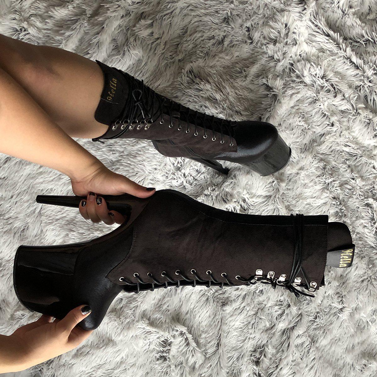 Hella Heels Blaq Kicks Boots - 8inch-Hella Heels-Pole Junkie