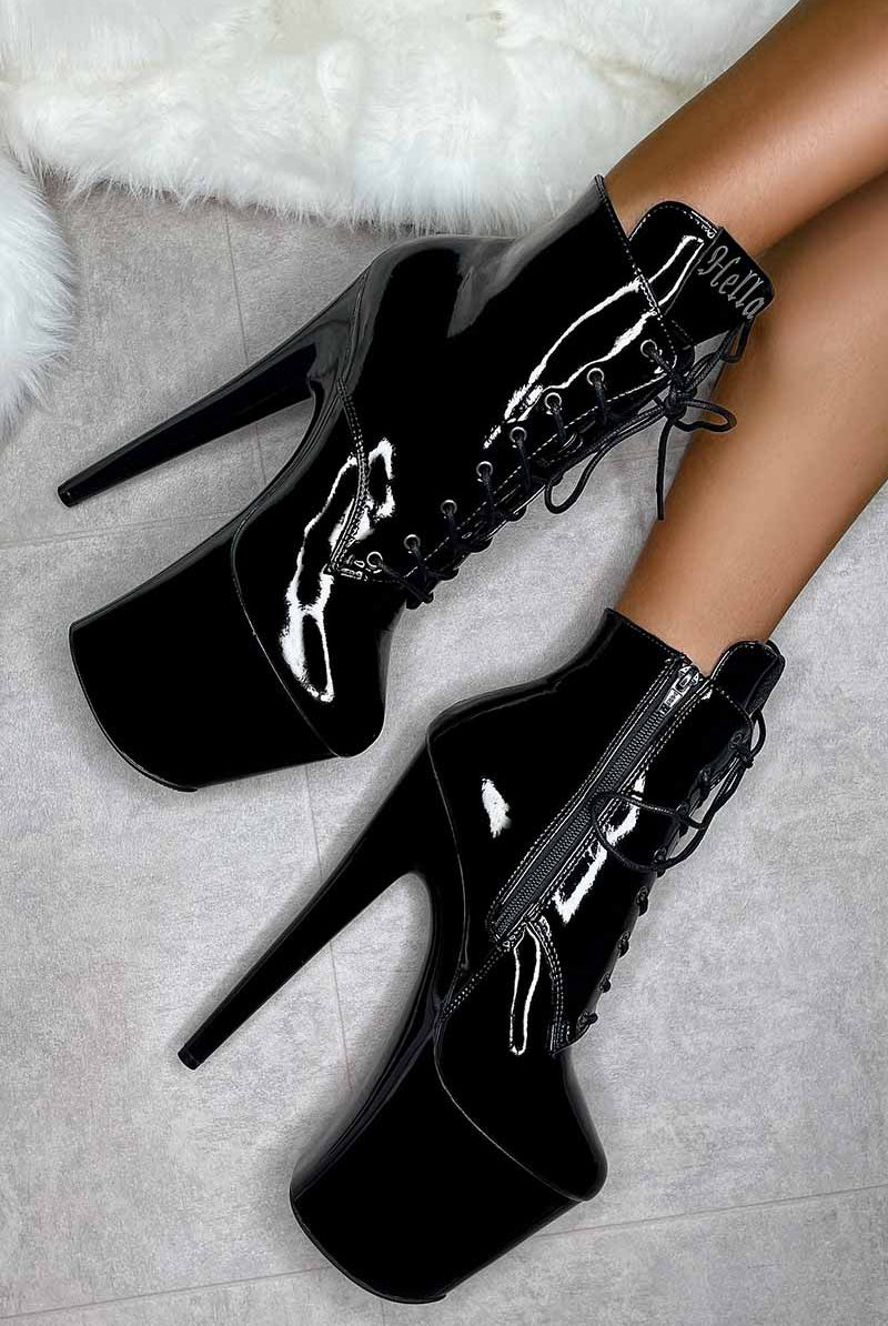 * Pre Order * Hella Heels LipKit 8inch Ankle Boots - Black Beatles-Hella Heels-Pole Junkie
