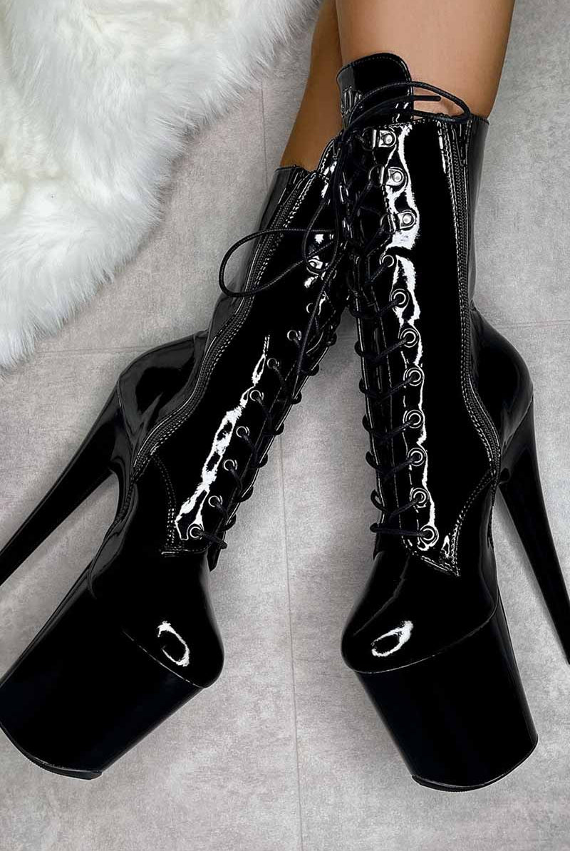 * Pre Order * Hella Heels LipKit 8inch Boots - Black Beatles-Hella Heels-Pole Junkie