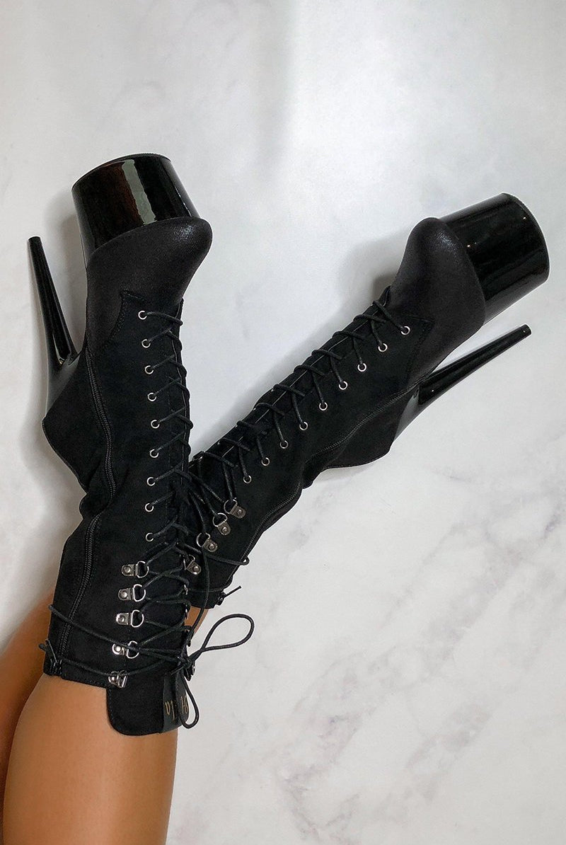 Hella Heels Blaq Kicks Boots - 7inch-Hella Heels-Pole Junkie