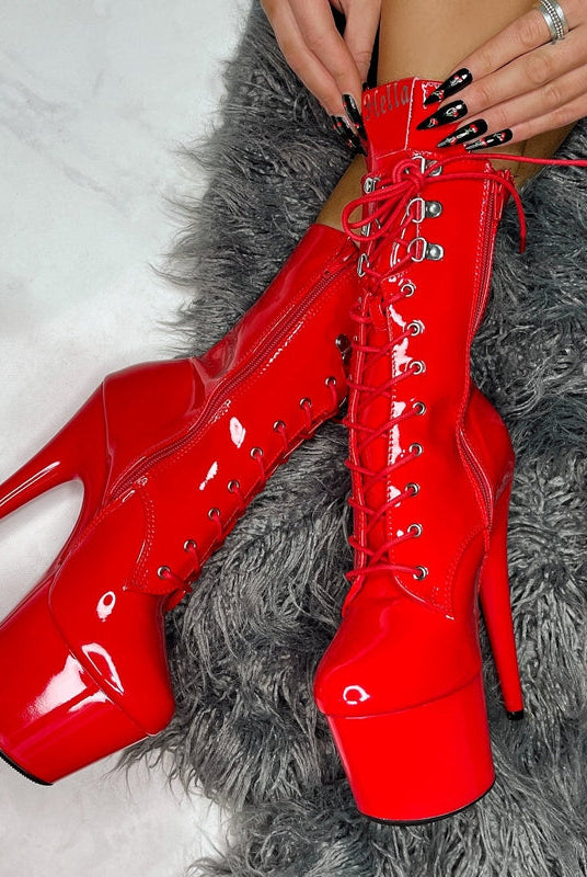 * Pre Order * Hella Heels LipKit 7inch Boots - Cherry Pie-Hella Heels-Pole Junkie