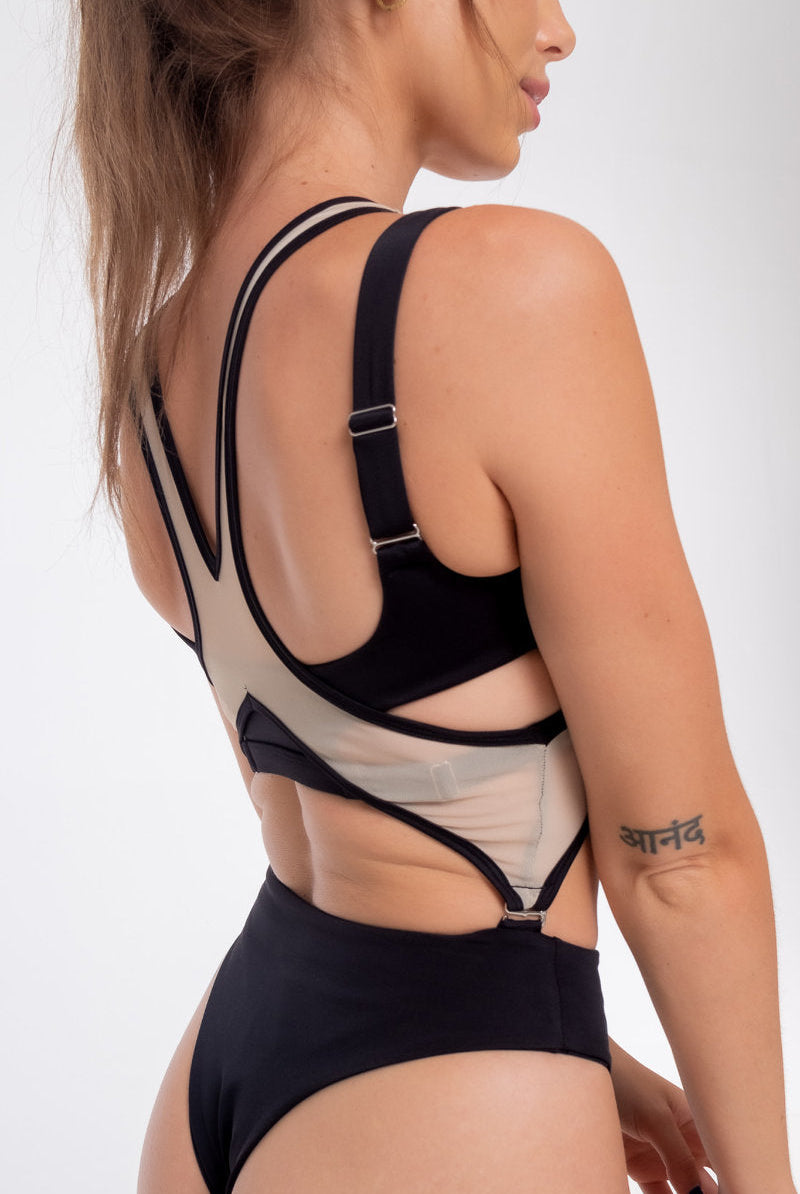 Nona Perkasa Orchid Body Harness - Black/Sand-Nona Perkasa-Pole Junkie