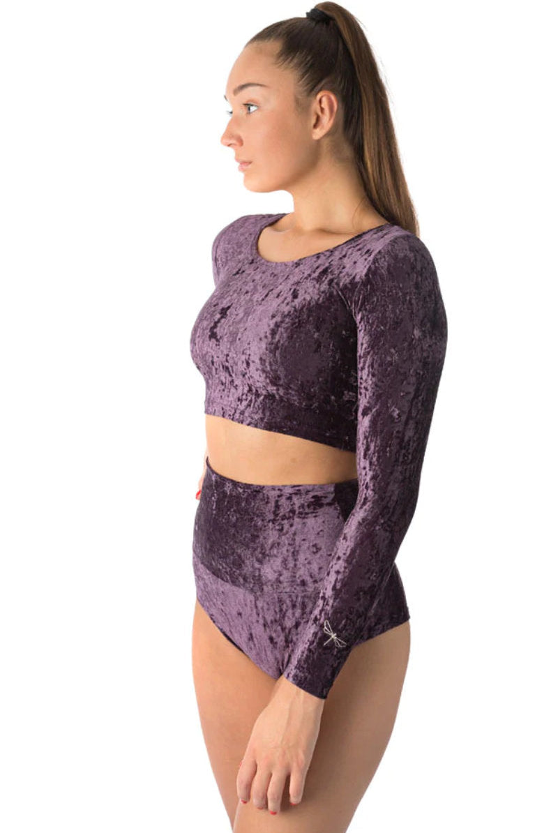 Dragonfly Pavi Crop Top - Velvet Purple-Dragonfly-Pole Junkie