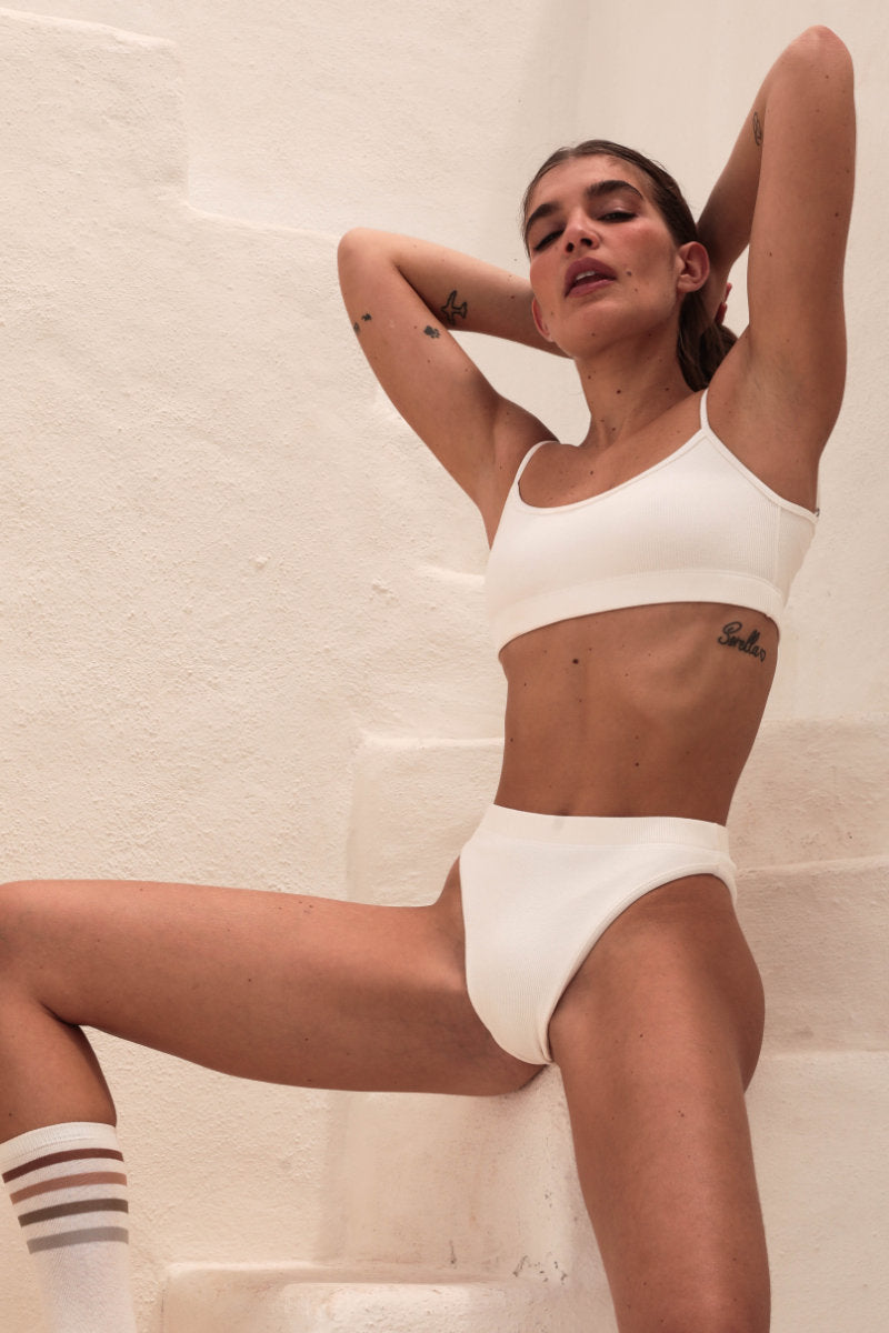 Rolling KI High Waisted Hot Pants - Ribbed Off-White-Rolling-Pole Junkie