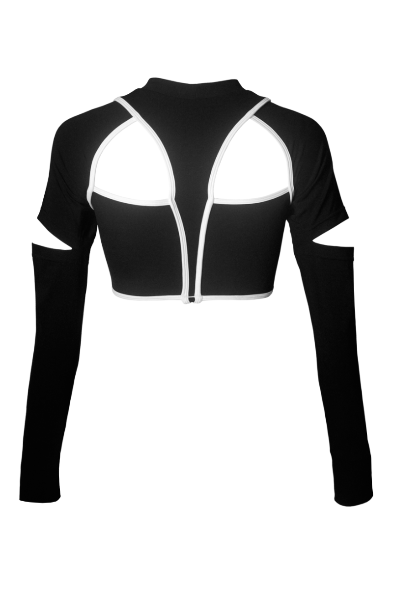 Hamade Activewear Scoop Neck Long Sleeve Top - Black-Hamade Activewear-Pole Junkie