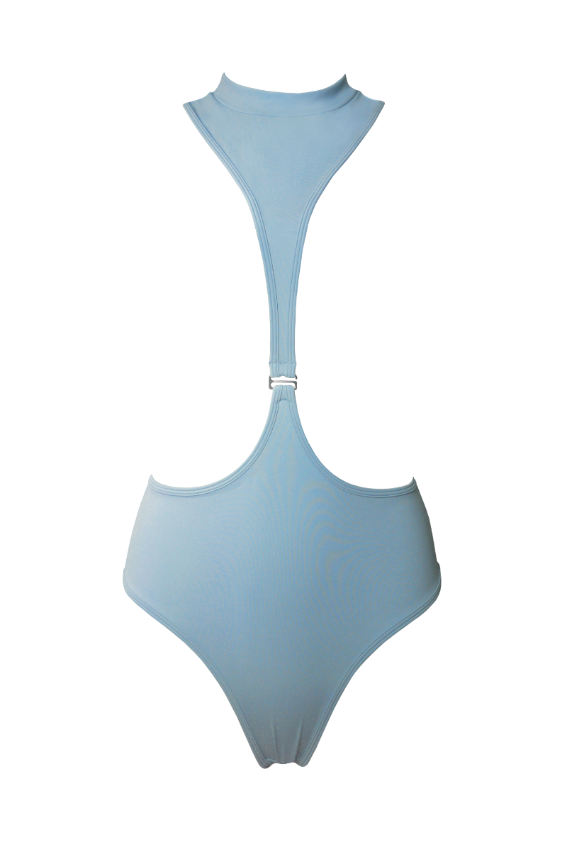 Hamade Activewear Neck Ring High Waisted Bottoms - Light Blue-Hamade Activewear-Pole Junkie