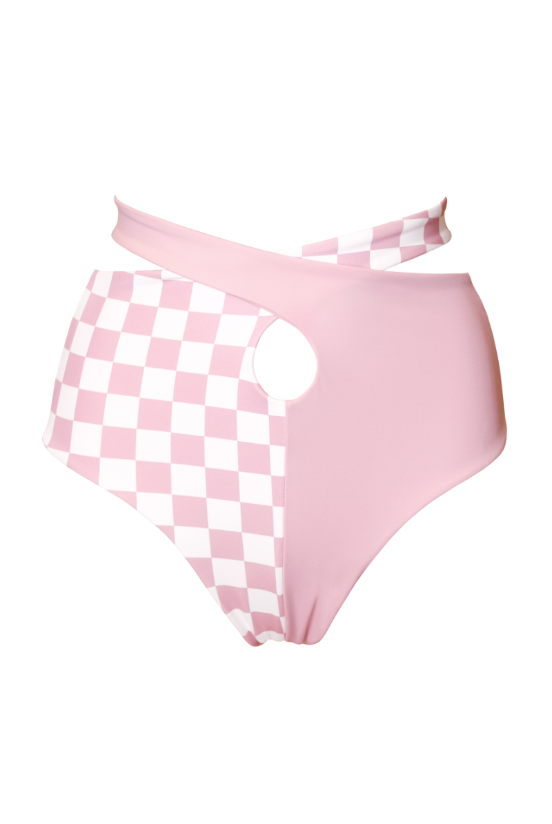 Hamade Activewear Patchwork Bottoms - Checkered Light Pink-Hamade Activewear-Pole Junkie