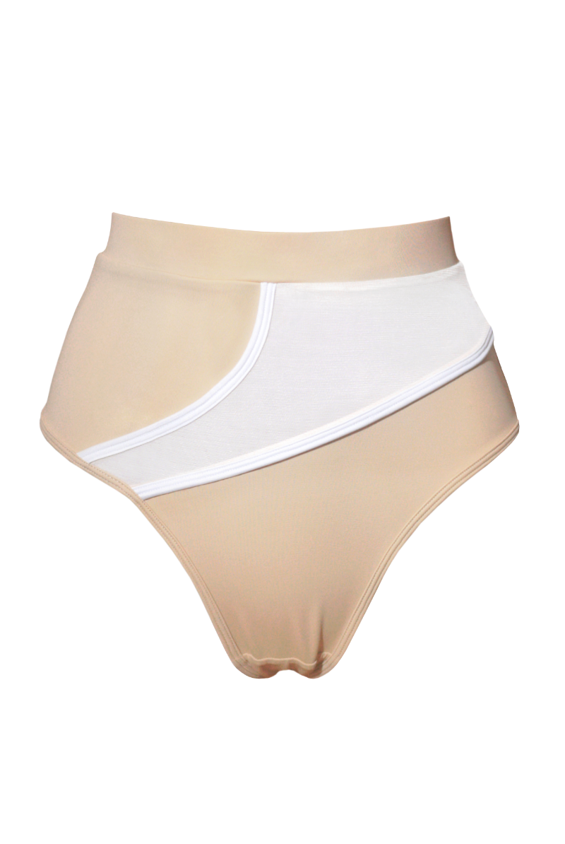 Hamade Activewear High Cut Bottoms - Beige-Hamade Activewear-Pole Junkie