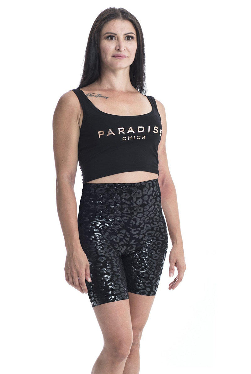 Paradise Chick Superhero Ultra Grip Biker Shorts - Black Leopard-Paradise Chick-Pole Junkie